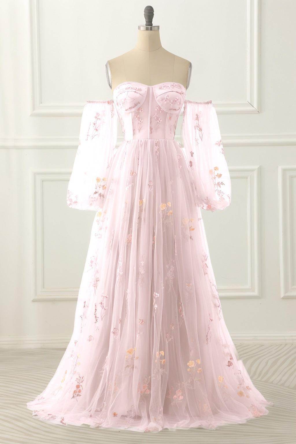 A-Line Floor Length Print Prom Dress CS0442 - COCOMELODY